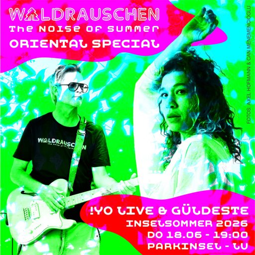 WALDRAUSCHEN - The Noise of Summer Donnerstag, 18. Juni 2026, ab 19 Uhr Inselsommer - Parkinsel, Ludwigshafen am Rhein Mit !YO Live & Güldeste + Visuals von Jo Jacobs